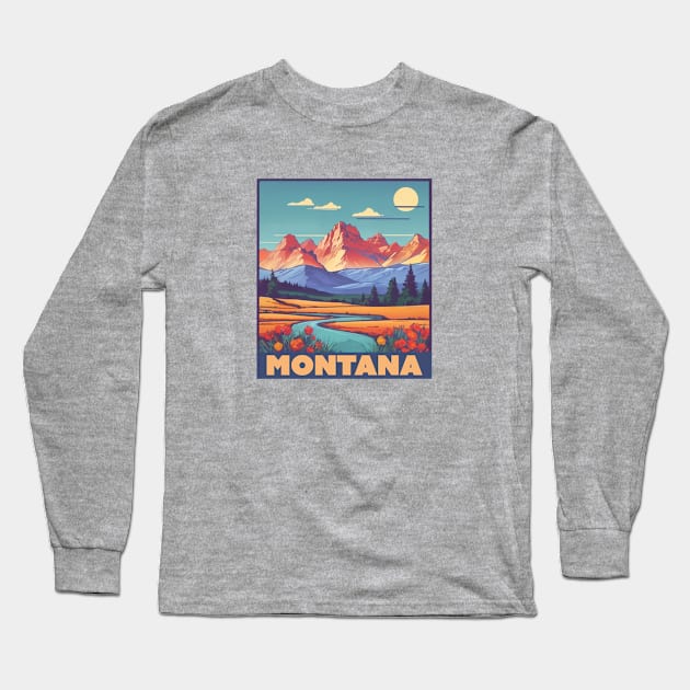 Montana Vintage Design Long Sleeve T-Shirt by huefinder